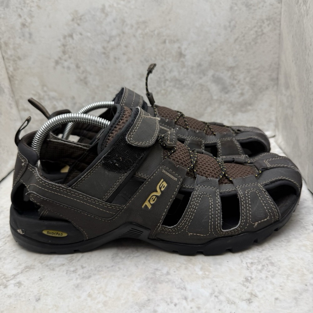 Teva Mens 12 Closed Toe Sport Sandals Brown Gray Water Hiking Outdoors